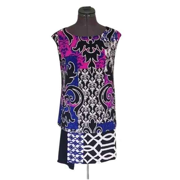 SZ4 Joseph Ribkoff Multicolor Patterned Mini Dress Style Tunic - Picture 3 of 10